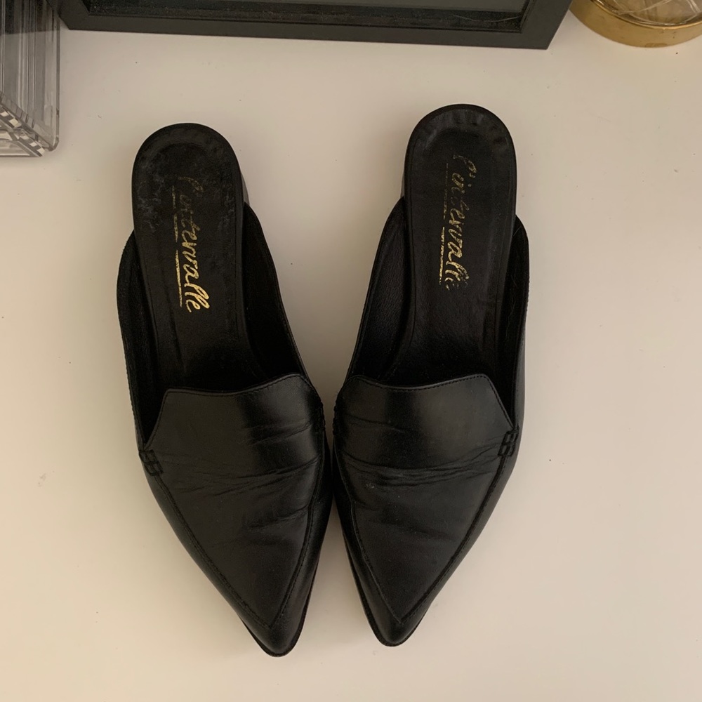 L'INTERVALLE Spain Black Leather Mules